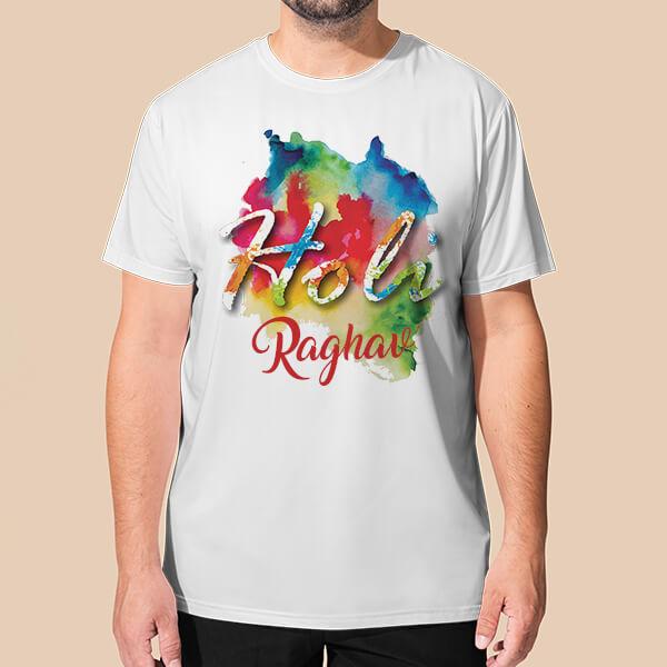 Holi Colors Mix Customized Printed Unisex Half Sleeves T-Shirt for Men & Women