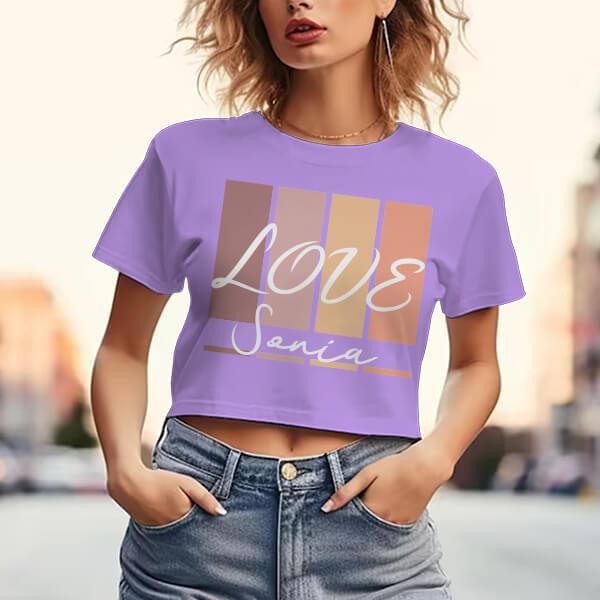 Shades of Love Customized Printed Women's Half Sleeves Cotton Crop Top T-Shirt