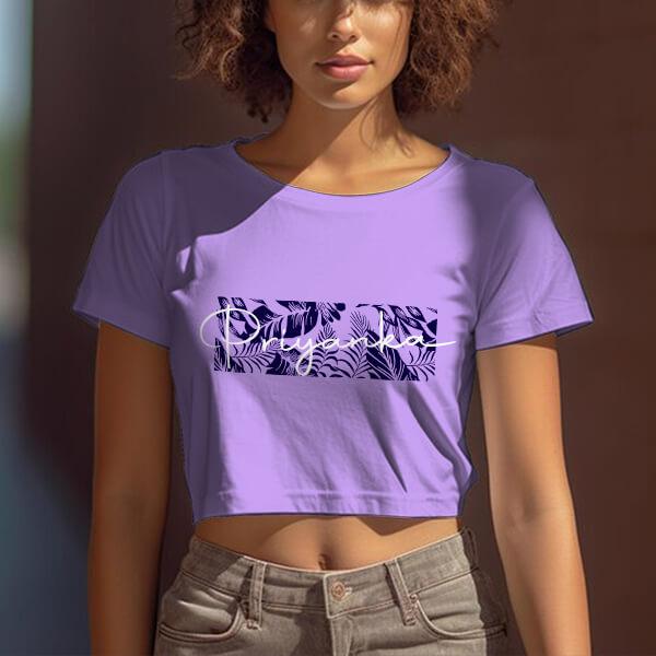 Cool Name Customized Printed Women's Half Sleeves Cotton Crop Top T-Shirt
