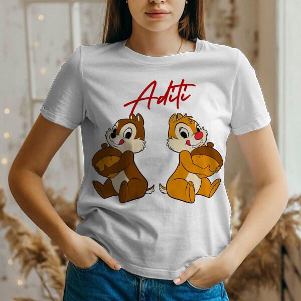 Cute Squirrels Customized Printed Women's Half Sleeves Cotton T-Shirt