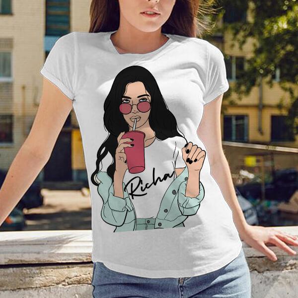 Cool Customized Printed Women's Half Sleeves Cotton T-Shirt