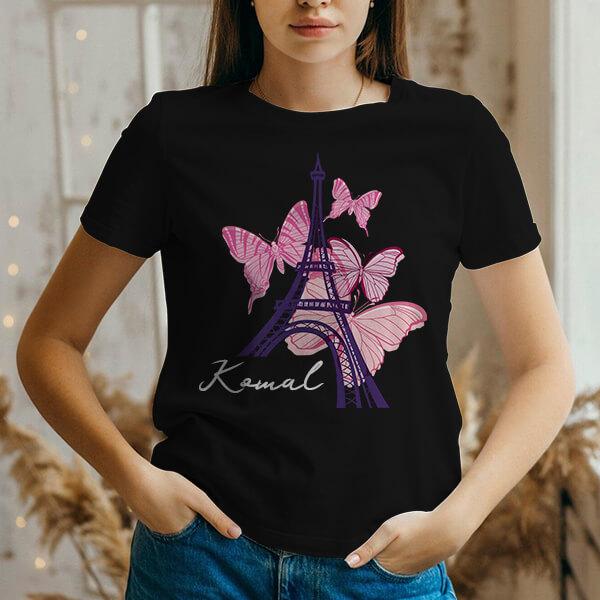 Butterflies Customized Printed Women's Half Sleeves Cotton T-Shirt