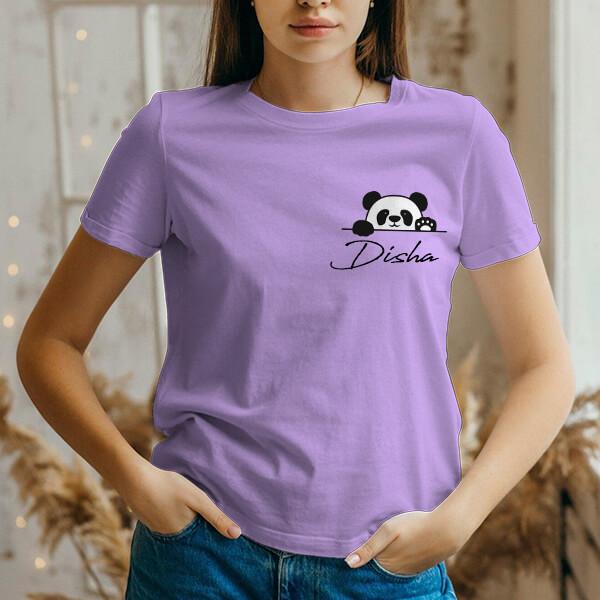 Cute Panda Customized Printed Women's Half Sleeves Cotton T-Shirt