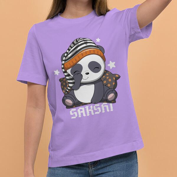 Cozy Panda Customized Printed Women's Half Sleeves Cotton T-Shirt