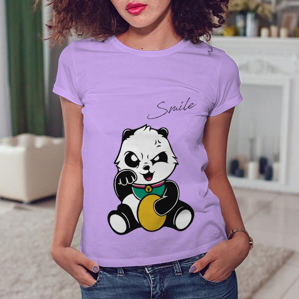 Baby Panda Customized Printed Women's Half Sleeves Cotton T-Shirt