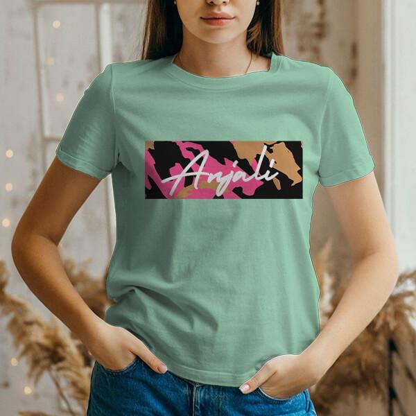 Abstract Customized Printed Women's Half Sleeves Cotton T-Shirt