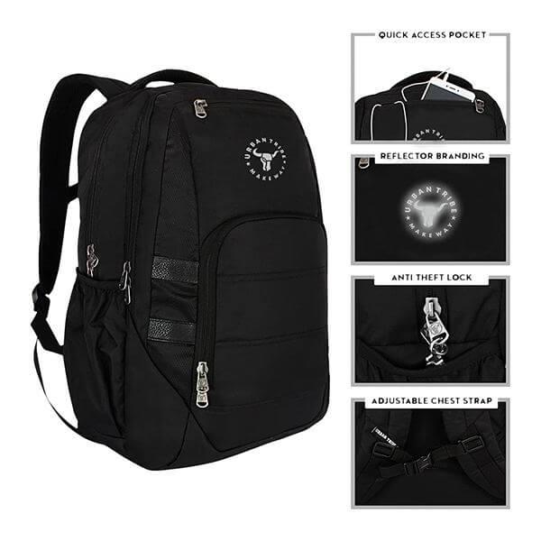 Black Customized 28L Laptop Backpack, 15.6