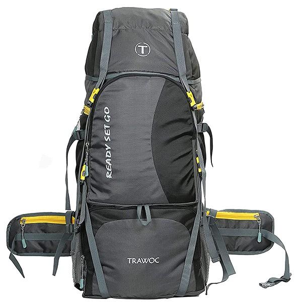 Black Customized 60 Litres Travel Bag Trekking Rucksack Travel Bag Hiking Backback
