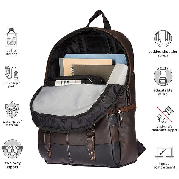 Brown Customized Gear Faux Leather 18 inch 48 cms Laptop Backpack