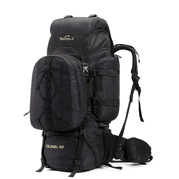 Black Customized 80 Litres Rucksack + Detachable Day Pack