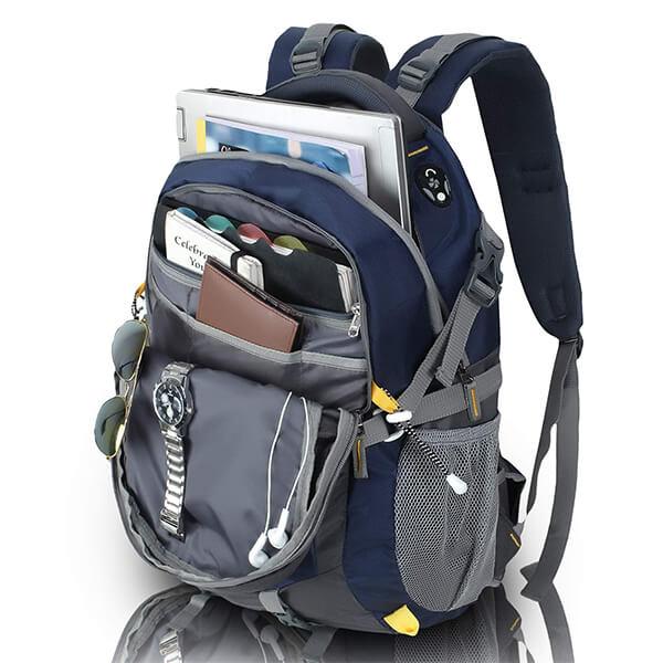 Grey & Navy Blue Customized Nylon 45 L Travel Laptop Backpack Fits Up to 17.3 Inch Laptop Notebook