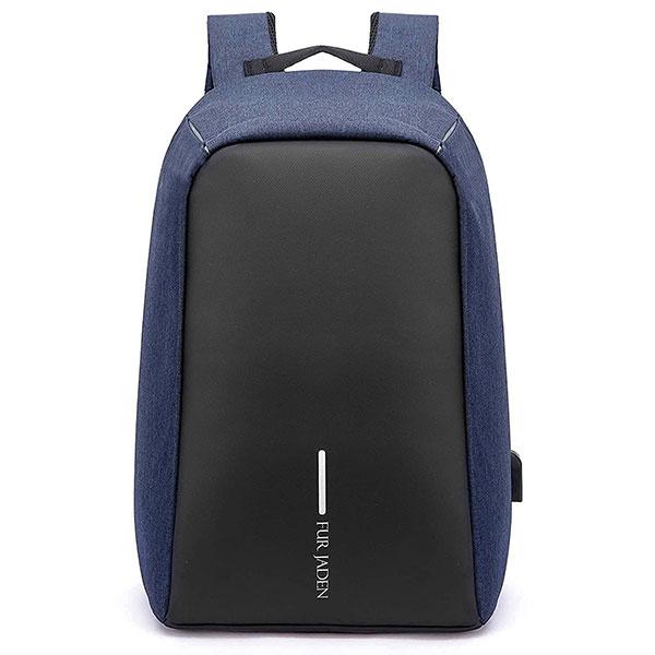 Black Blue Customized Anti Theft Backpack 15.6 Inch Laptop Bag with USB Charging Port