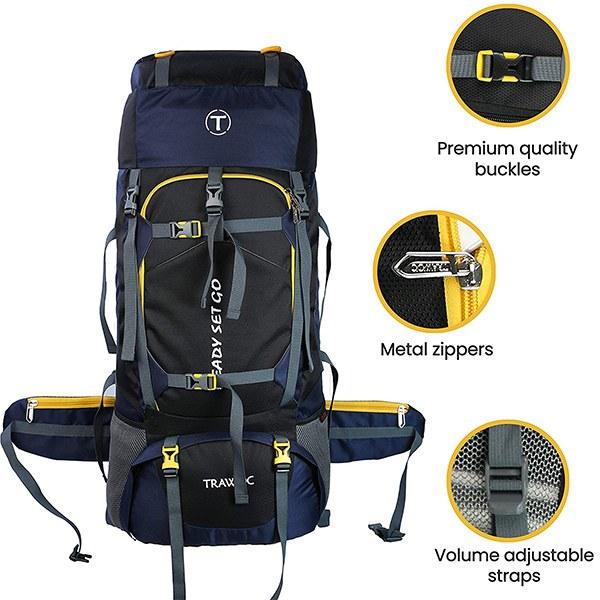 Black Customized 60 Litres Travel Backpack Hiking Trekking Bag Camping Rucksack
