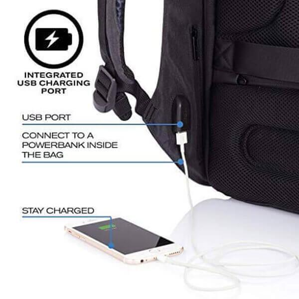 Black Customized Unisex Bag with USB Charging Port