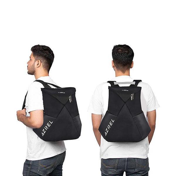 Black Customized Azrel 15.6 Inch 20 Litre Laptop Backpack, Mini Organizer/Quick Access/Bottle Pocket, Theft and Pickpocketing Protection, Water Repellent Fabric
