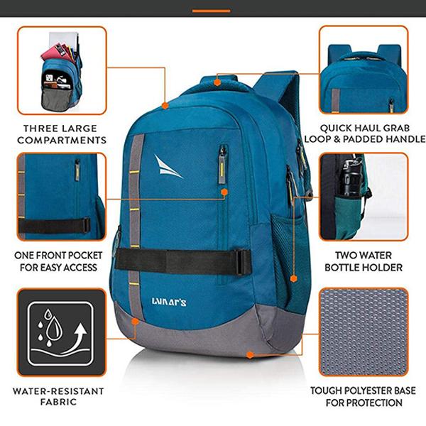 Blue Customized Lunar's Laptop Backpack 48L - Fits Up to 15.6 Inch Laptop
