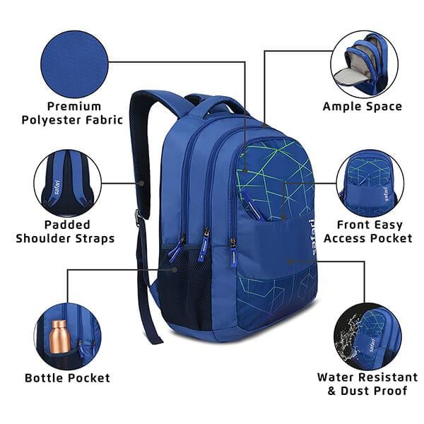 Blue Customized Safari HiTech 35 Ltrs Water Resistant Backpack