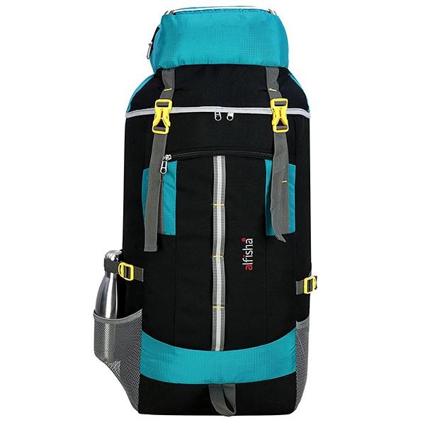 Black And Sky Blue Customized Waterproof Outdoor Sports Backpack (65 Litre)