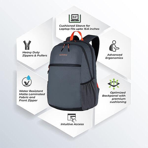 Grey-Orange Customized Superbak 30 Ltrs Laptop Backpack
