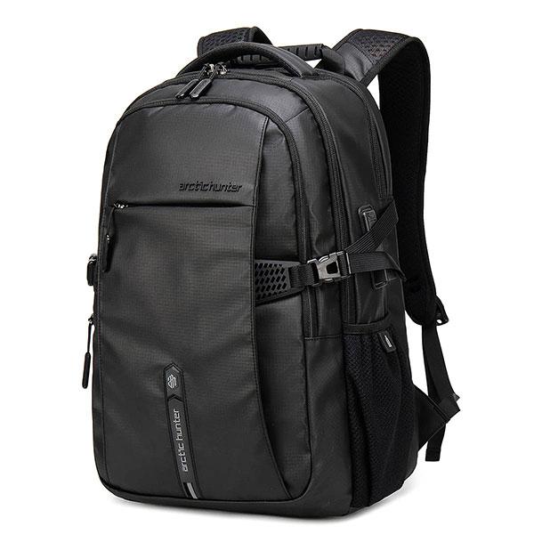 Black Customized Arctic Hunter Backpack 30L Office Travel Backpack Casual Laptop Bag Pocket Water-resistant with USB Port