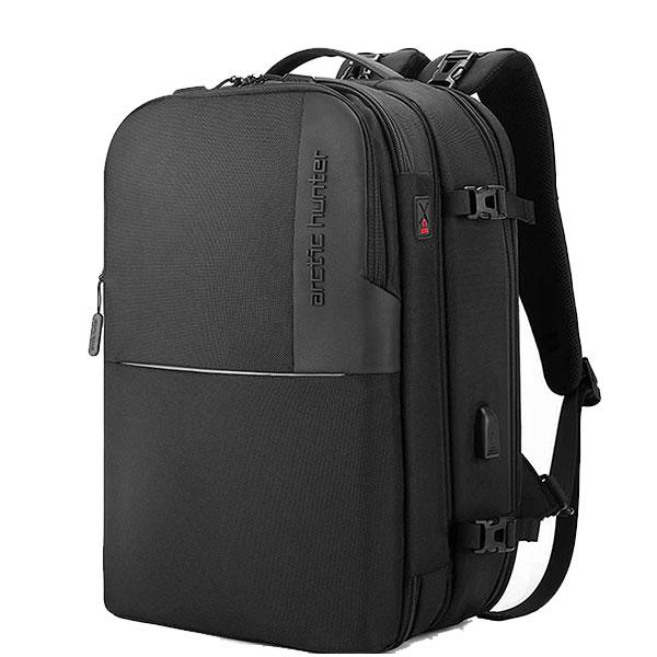 Black Customized Arctic Hunter Laptop Backpack with Tablet Compartment 33L Office Backpack with Charging USB Port Headphone Hole Toiletry Pocket Water resistant Detachable Backpack