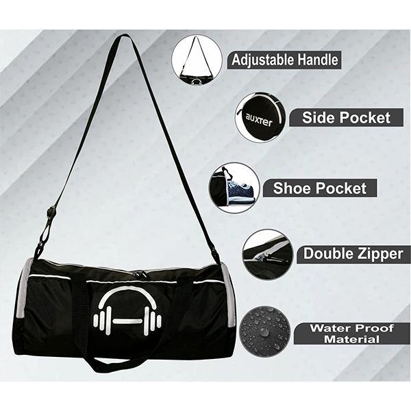 Black Customized Gym Bag, Shoulder Bag for Men & Women with Separate Shoe Compartment