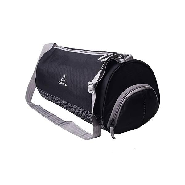 Black Customized Gym Bag, Multipurpose Polyester Sports Bag with Shoe Compartment