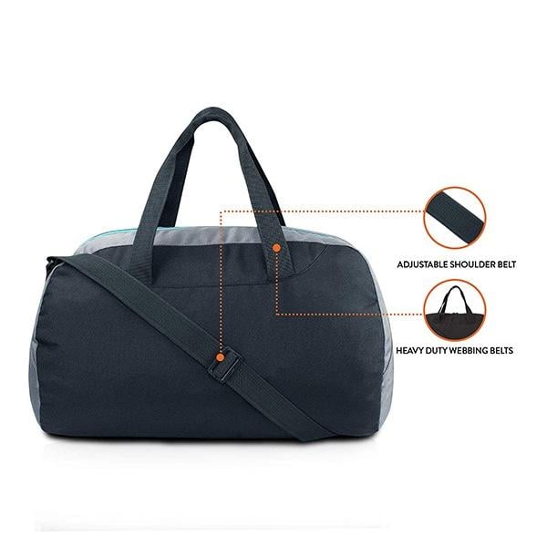 Black And Grey Customized 44L Water Resistant Gym/Trekking/Travel/Sports Duffle/Duffle Bag