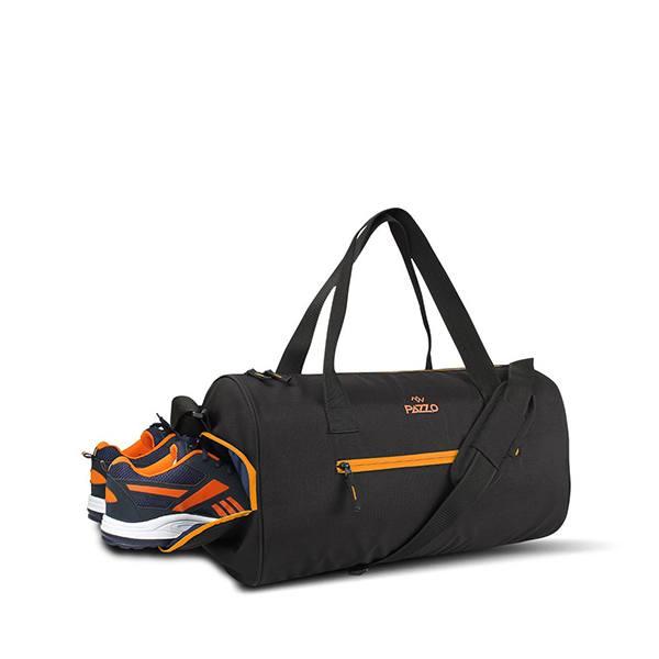 Black And Oramge Customized Gym Bag with Shoe Compartment