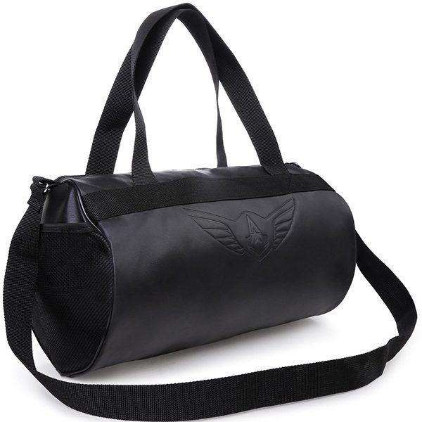 Black Customized Leatherette Gym Bag Duffel Bag Shoulder Bag (Capacity 23 Liters, Size 43 cm x 23 cm x 23 cm)