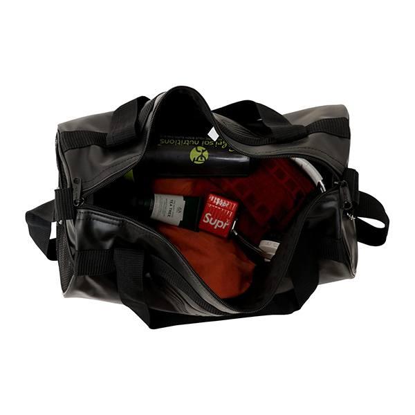 Black Customized Leatherette Gym Bag Duffel Bag Shoulder Bag (Capacity 23 Liters, Size 43 cm x 23 cm x 23 cm)