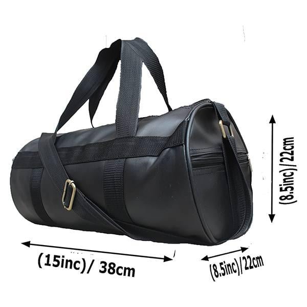 Black Customized Gym Bag Pu Leather Duffel Gym Bag & Sports Bag (Bag Size 38 cm X 22 cm X 22 cm)