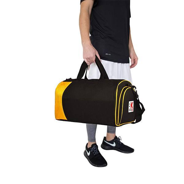 Black & Yellow Customized Gym Bag Sports Duffel with Shoe Compartment