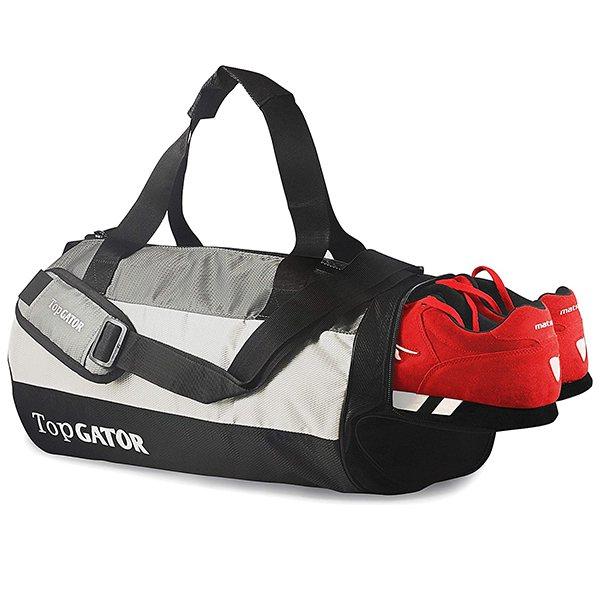 Grey Customized TopGator Gym Bag Sports Duffel with Shoe Compartment 34 L