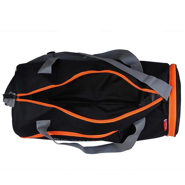 Orange, Black Customized Polyester Duffel Spark Gym Bag, Shoulder Bag for Men & Women with Shoe Compartment