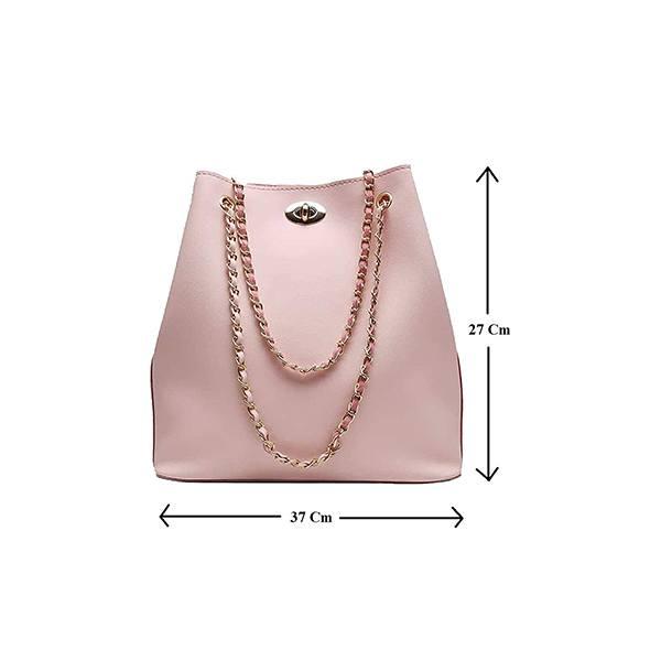 Peach Customized Stylish Women Medium Handbag Chain Strap
