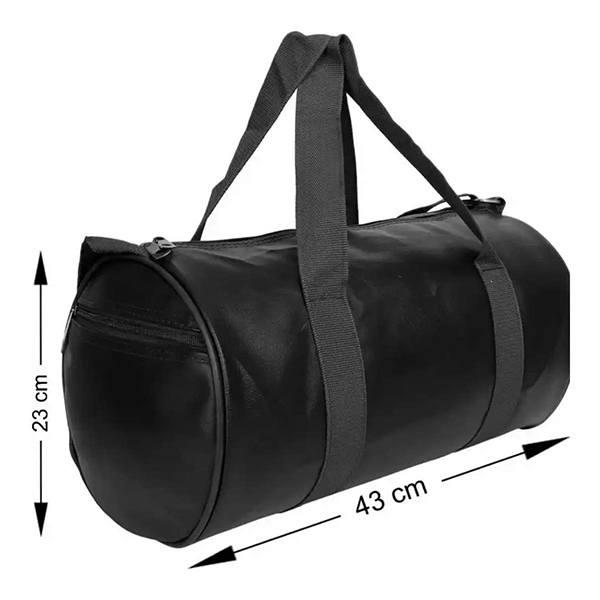 Black Customized Duffle & Gym Bag Size, Premium Leatherette Fabric, 43 cm x 23 cm x 23 cm