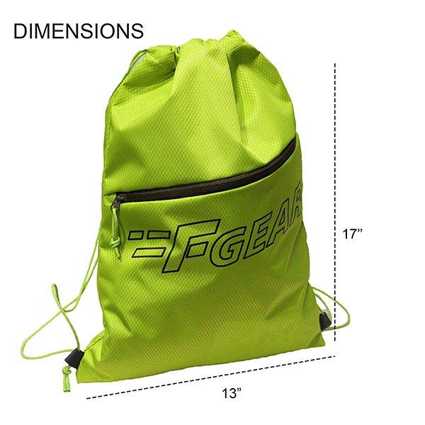 Green Customized F Gear Drawstring Gym Bag (Dimensions - 17’’x 13’’)