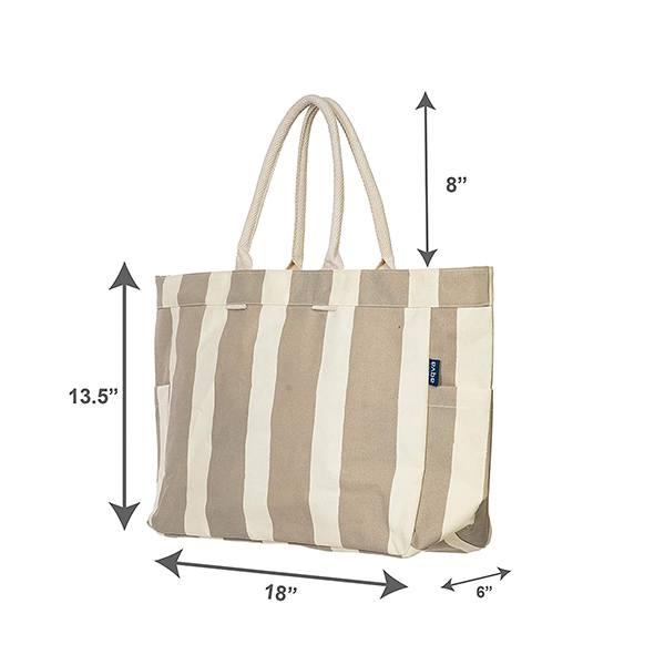 Beige Customized Canvas Tote Shoulder Bag, Top Zip, Inner Zip Pocket