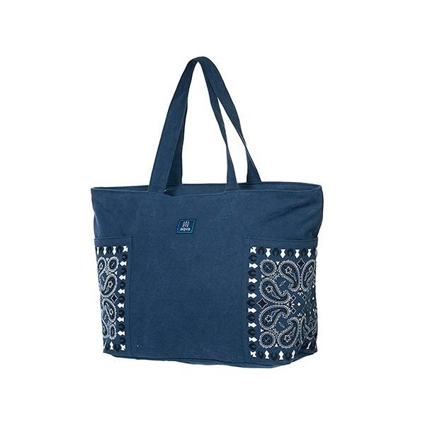 Beach Blue Customized Tote Bag/Shoulder Bag With Top Zip Closure, Inner Zip Pocket