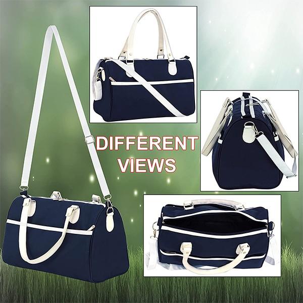 Navy Blue Customized Duffle Bag Gym Bag Stylish Women's Hand Bag - (38 x 28 x 18 cm)