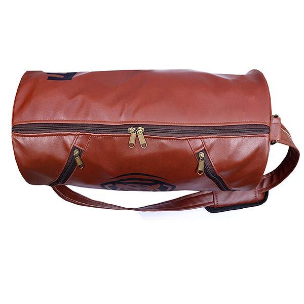 Brown Customized Faux Leather Gym Bag/ Duffle Bag/ Shoulder Bag For Fitness Lovers/ Casual Purpose