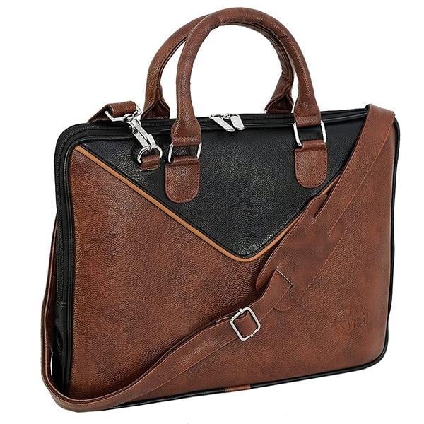 Brown Customized Leather 14 inch Laptop Messenger Shoulder Sling Office Travel Bag
