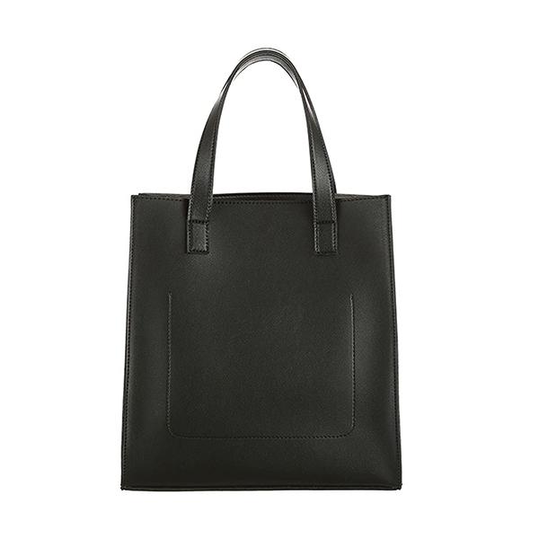 Black Customized MINISO Women Simple Casual Handbag, PU Leather Stylish Tote Bag