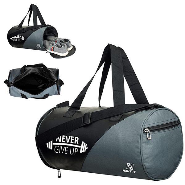 Grey Customized Gym Bag Combo for Men ll Gym Bag and Red Bottle ll Gym Bag with Shoe Compartment Gym & Fitness Kit