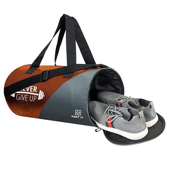 Brown Customized Hang It Gym Bag with Shoe Compartment