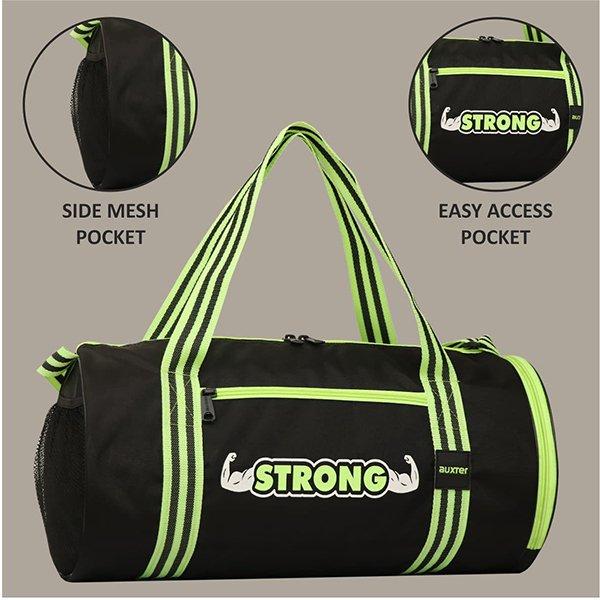 Black Green Customized Hustle Gym Duffle Sports Bag with Shoe Compartment