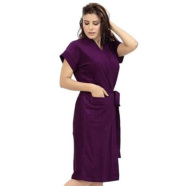 Purple Customized Women's Cotton Bathrobe