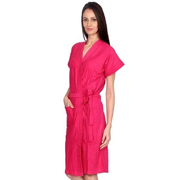 Dark Pink Customized Unisex Bathrobe Gown In 100% Cotton Soft Terry Towel