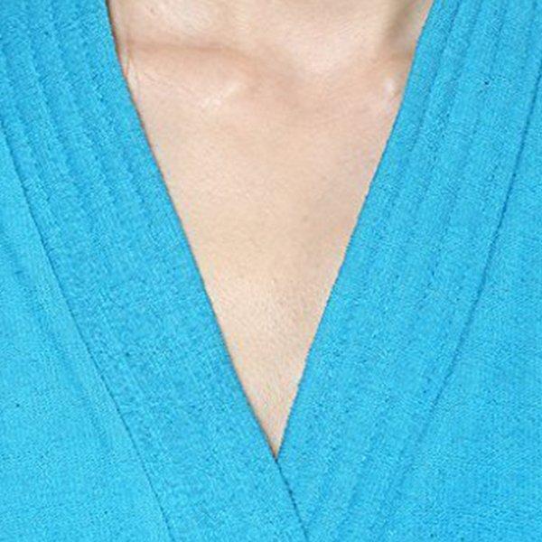 Turquoise Blue Customized Women 100% Cotton Towel Terry Solid Bath Gown For Swimming, Beach, Party, Spa Bathrobe